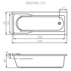 ВАННА АКРИЛОВАЯ CERSANIT SANTANA 170x70 С НОЖКАМИ