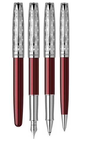 Ручка перьевая Parker Sonnet Premium 2021, F537, Metal & Red Lacquer CT (2119650)