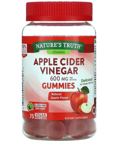 Nature's truth, яблочный уксус, со вкусом натурального яблока, 600 мг, 75 веганских жевательных мармеладок