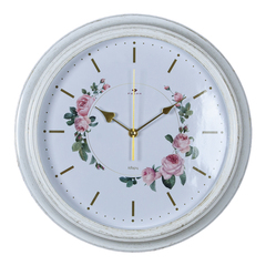 Часы настенные РУБИН  3527-20 круг d=35 см, корпус белый с золотом "Летний венок"