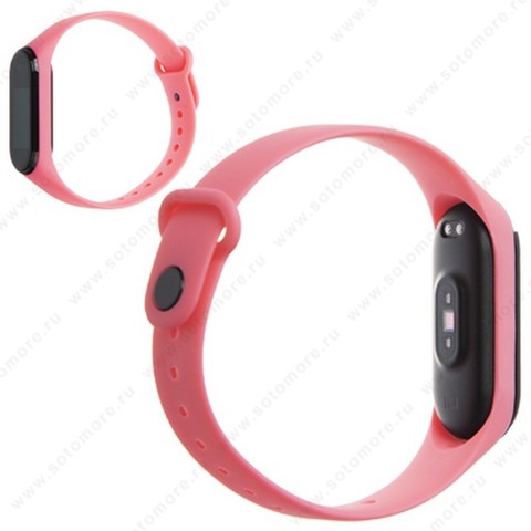 Ремешок для фитнес-браслет Xiaomi Mi Band 3/ 4 силиконовый матовый розовый