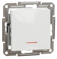 ВЫКЛЮЧАТЕЛЬ С/У 1-КЛАВИША 1P 10AX С ПОДСВЕТКОЙ МЕХ БЕЛЫЙ ASFORA /SCHNEIDER/