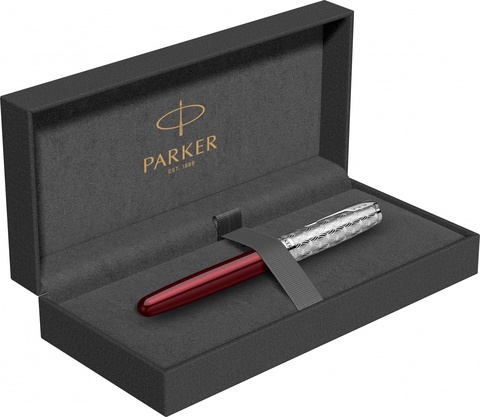 Ручка перьевая Parker Sonnet Premium 2021, F537, Metal & Red Lacquer CT (2119650)