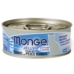 Monge jelly Adult cat консервы для взрослых кошек с желтоперым тунцом и белой рыбой 80 г