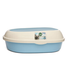 Triol туалет для кошек овальный с бортом, голубой, 490*380*160мм