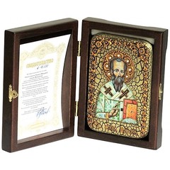 Инкрустированная Икона Святой апостол Родион (Иродион), епископ Патрасский 15х10см на натуральном дереве, в подарочной коробке