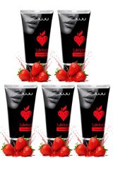 JuJu набор из 5 съедобных лубрикантов – клубничный вкус, водная основа, 5×50 мл