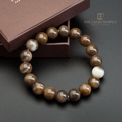 Браслет "Классика". Табачный нефрит. 12мм.