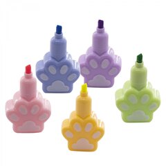 
          Текстовыделитель сегментный, 5 цв., Alingar, "Лапки", фигурный корпус, скошенный, 1-4 мм, неоновые цвета, 6шт /уп, картонная упаковка