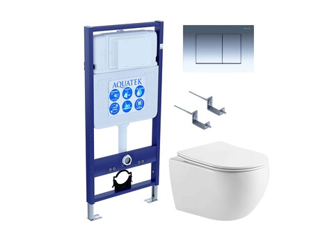 Aquatek SET Aquatek ЕВРОПА-AQ1190-010  SET Aquatek ЕВРОПА-AQ1190-010 (рама Aquatek Standard INS-0000012,клавиша KDI-0000010, крепеж KKI-0000002+унитаз AQ1190T-00  с тонким сиденьем sc)