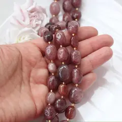 Клубничный кварц (тёмный) бусины, от 10 до 20 мм, 1 нить, К002