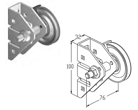 ALUTECH Кронштейн шкива правый, PB-3008GR