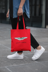Мужская сумка-шоппер с принтом Астон Мартин (Aston Martin) красная 002