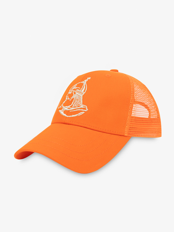Бейсболка с сеткой «Великоросс» оранжевого цвета с вышивкой лого