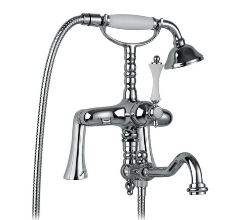 Cezares MARGOT-PBV2-02-Bi MARGOT-PBV2-02-Bi Смеситель на борт ванны с поворотным изливом и ручным душем, бронза, ручка белая
