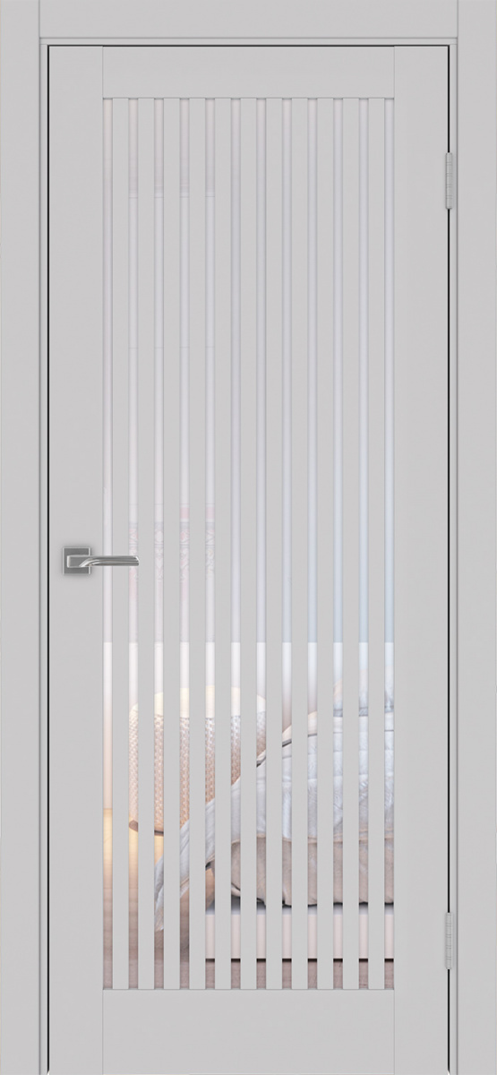 Дверь межкомнатная Оптима Порте Турин 543.2, цвет пепельный, экошпон, стекло прозрачное