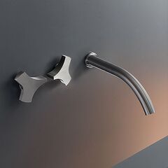 CEA ZIQ 56 S Ziqq смеситель настеный, 2-х вентильный,излив L. 220 мм, внешняя часть, цвет сатинированная нержавеющая сталь фото