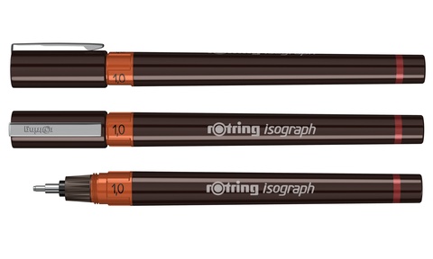 Изограф Rotring, толщина линии: 1.00 mm, корпус: пластик, цвет: бордовый (1903496)