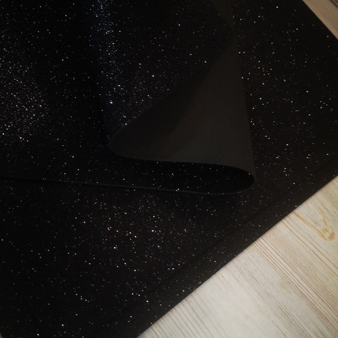 Фоамиран для творчества глиттерный с блестками 2,0мм/размер 50х50см/ цвет черный (5шт)