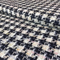 Ткань твид клетка  черно-белая 3128