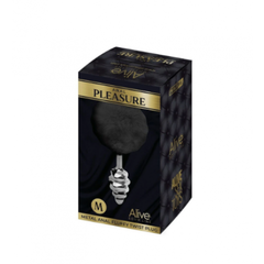 Анальный плаг Alive Fluffy Twist чёрный M (8×3,4 см)