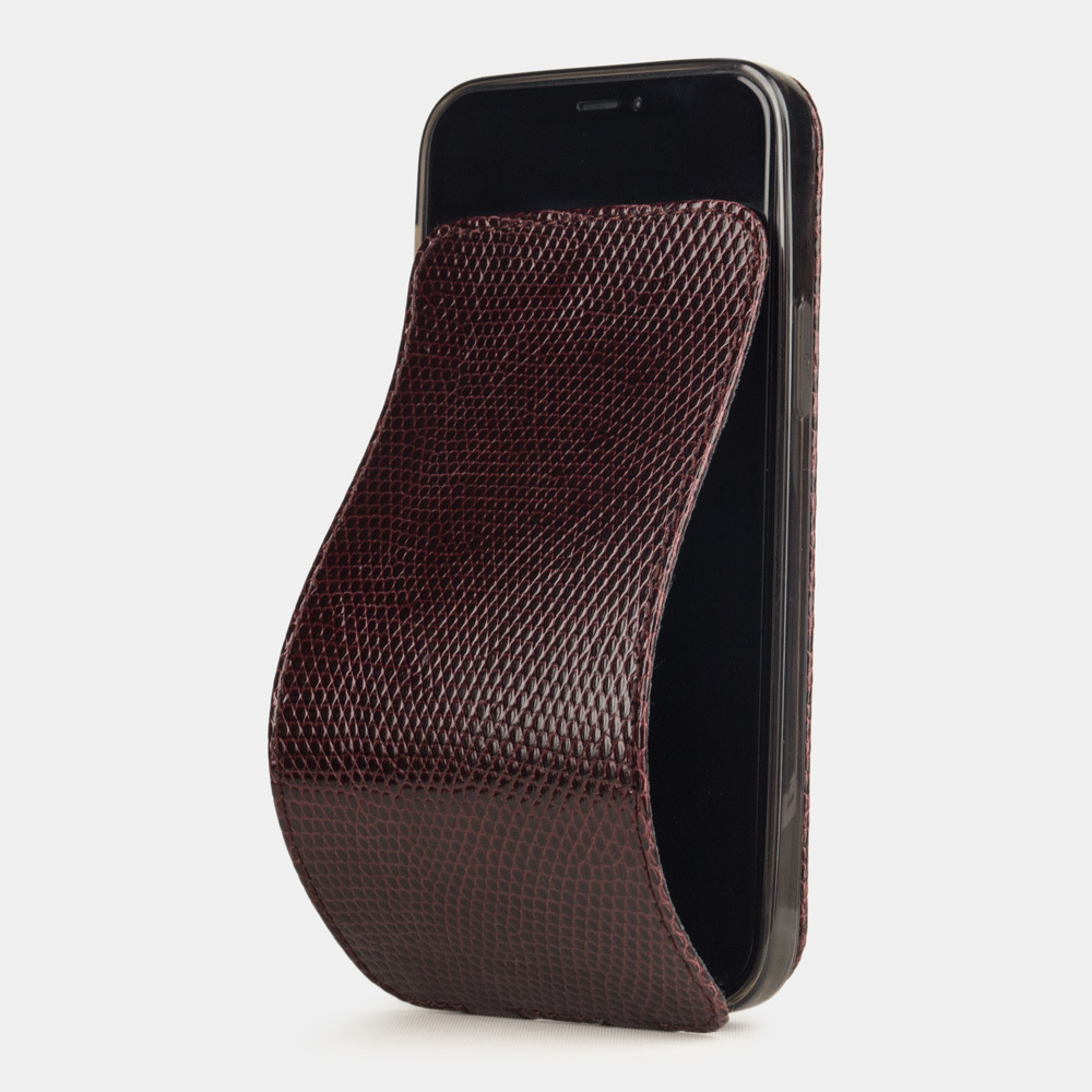 Чехол для iPhone 12 Pro Max из натуральной кожи ящерицы, бордового цвета