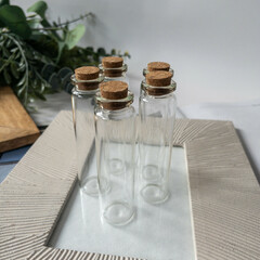 Баночки-бутылочки для хранения, прозрачные, в контейнере, 2,2*8 см, набор 5 шт.
