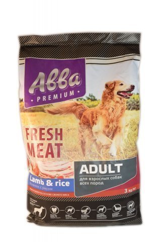ABBA Premium Fresh Meat Adult корм для собак всех пород старше 1 года, с ягненком и рисом 12 кг. (Франция)