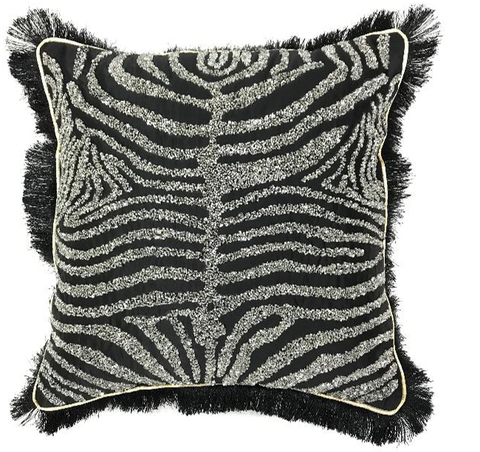 Подушка с бисером декоративная 45х45см Garda Decor Зебра черная