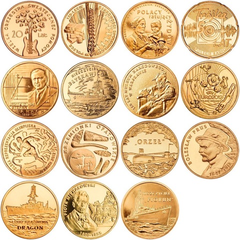 Набор из 15 монет номиналом 2 злотых. Годовой набор. 2012 год, Польша. UNC