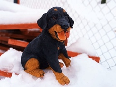 Собака Ротвеллер маленький (полистоун)
