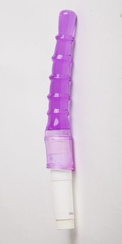 Фиолетовый анальный вибратор с рёбрышками - 23 см. - White Label 47168-MM