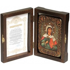 Инкрустированная Икона Святая мученица Алла Готфская 15х10см на натуральном дереве, в подарочной коробке