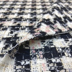 Ткань твид клетка  черно-белая 3128