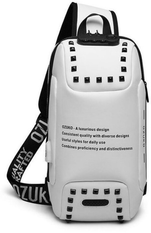 Картинка рюкзак однолямочный Ozuko 9283 white-black - 3