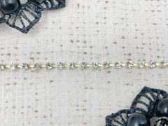 Цепь со стразами, ss 12, ш. 3 мм, серебро в золоте