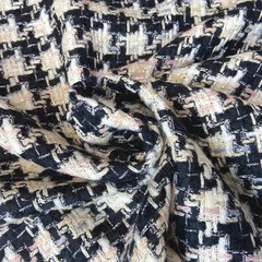 Ткань твид клетка  черно-белая 3128