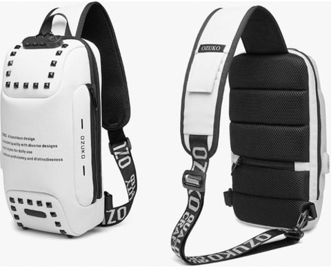 Картинка рюкзак однолямочный Ozuko 9283 white-black - 2