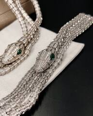 84042- Колье-чокер ЗМЕЯ -SERPENTI тройная из стали, качество lux