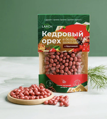 Ядро кедрового ореха в белом шоколаде с Брусникой / дой пак / 50 г / LARCH