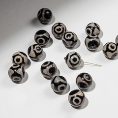 Бусина Дзи "Три глаза" из агата, 10мм, черный