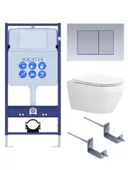 Aquatek SET Aquatek ЛЕЯ cm-011 4в1 SET Aquatek ЛЕЯ-011 4в1 (рама Aquatek Standard INS-0000012+крепеж KKI-0000002+клавиша KDI-0000011+унитаз ЛЕЯ AQ1199-00 с тонким сиденьем soft-close) фото