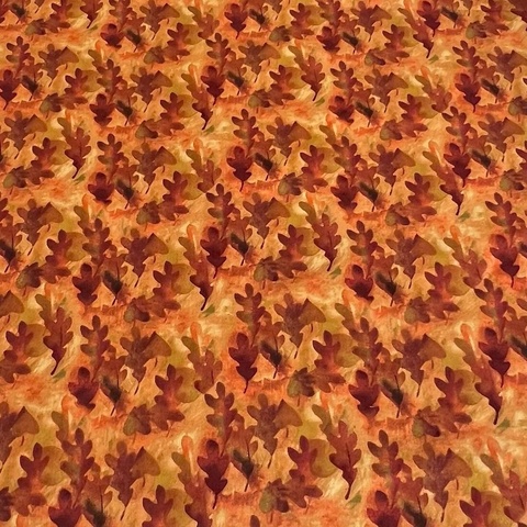 ДУБОВЫЕ ЛИСТЬЯ, ОРАНЖЕВЫЙ, отрез 70 см, 100% хлопок, ширина 110 см