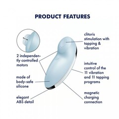Клиторальный стимулятор с вибрацией Satisfyer Tap&Climax 2 голубой