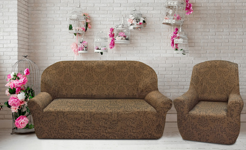 Комплект чехлов Богемия Марон на 3-ёх местный диван и два кресла Универсальный