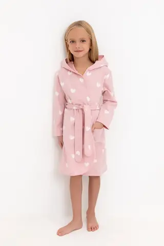 халат  для девочки  К 5763-1/розовый жемчуг,сердечки