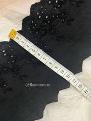 Кружево черное шитье хлопок цветы 120 мм