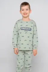 пижама  для мальчика  К 1581/24/темно-оливковый,маленькие динозавры