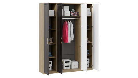 Шкаф Сэнди 4-х дверный вяз благородный / серый вулкан