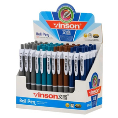 
          Ручка шариковая, масляная, автоматическая, Vinson, синие чернила, 4 цвета корпуса, 60 шт